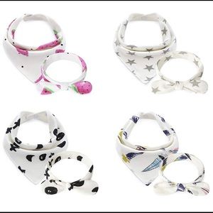 New 4pk matching headband & drool bib set